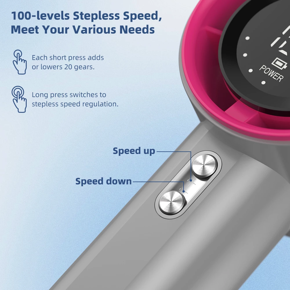 GOOJODOQ GFS001 High Speed Portable Handheld Fan 4000mAh Mini Fan with Strong Wind 100 Speed Levels Digital Display and Adjustable Turbo — Ideal for Outdoor Sports and Quick Cooling 3
