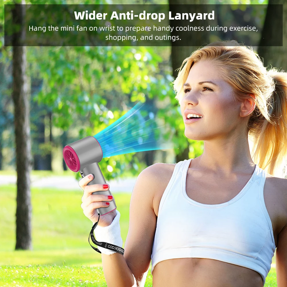 GOOJODOQ GFS001 High Speed Portable Handheld Fan 4000mAh Mini Fan with Strong Wind 100 Speed Levels Digital Display and Adjustable Turbo — Ideal for Outdoor Sports and Quick Cooling 6