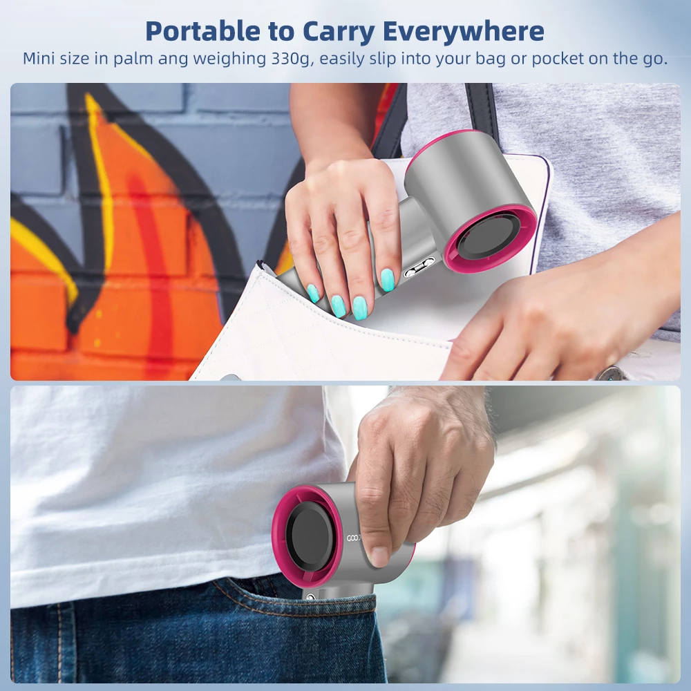 GOOJODOQ GFS001 High Speed Portable Handheld Fan 4000mAh Mini Fan with Strong Wind 100 Speed Levels Digital Display and Adjustable Turbo — Ideal for Outdoor Sports and Quick Cooling 7