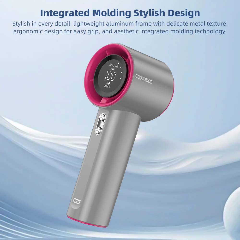 GOOJODOQ GFS001 High Speed Portable Handheld Fan 4000mAh Mini Fan with Strong Wind 100 Speed Levels Digital Display and Adjustable Turbo — Ideal for Outdoor Sports and Quick Cooling 9